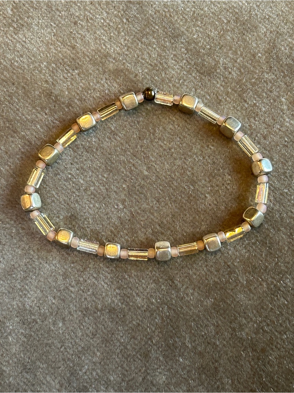 Neutral Toned Beaded Stretch Bracelet handmade by me